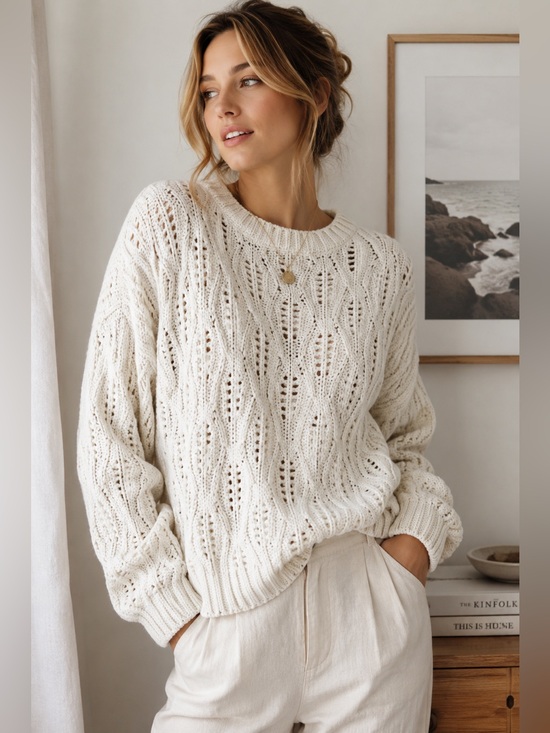 Express Sweaters - Vintage 90s Express Sweater | Cream Fisherman Knit Coastal Grandpa Chic